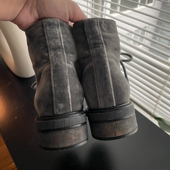 Chanel CC Logo Gray Black Combat Boots Size 37 (6) - Picture 6 of 13